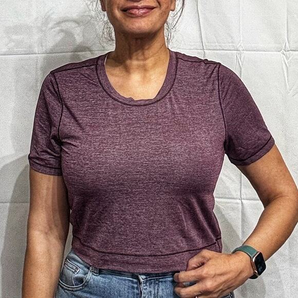 Lululemon Heather Dark Adobe Run The Day Short Sleeve Sz M - Picture 1 of 10
